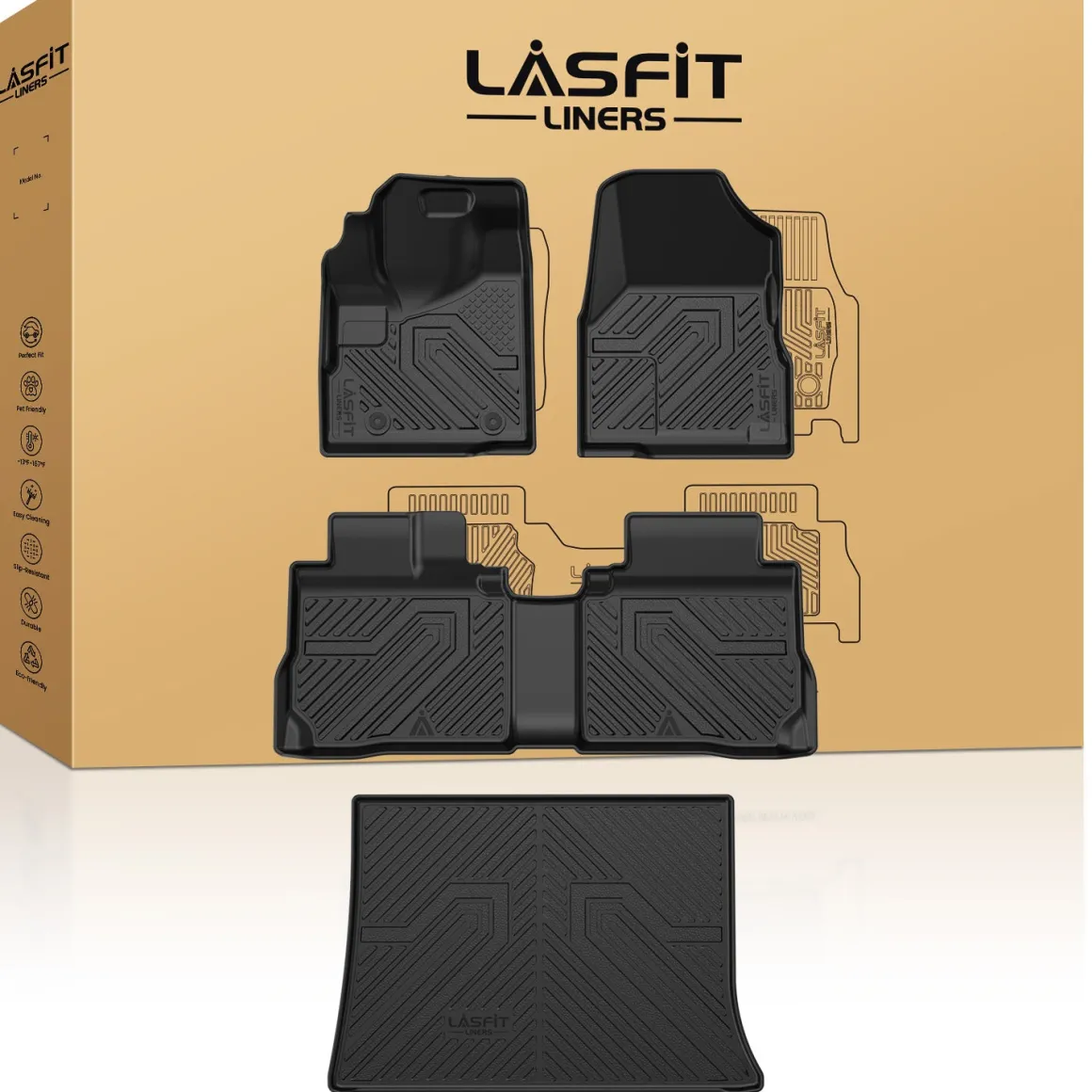 Fit for 2012-2017 GMC Terrain Floor Mats & Cargo Mat, Only Fit Second Row Seats Sliding Backwards