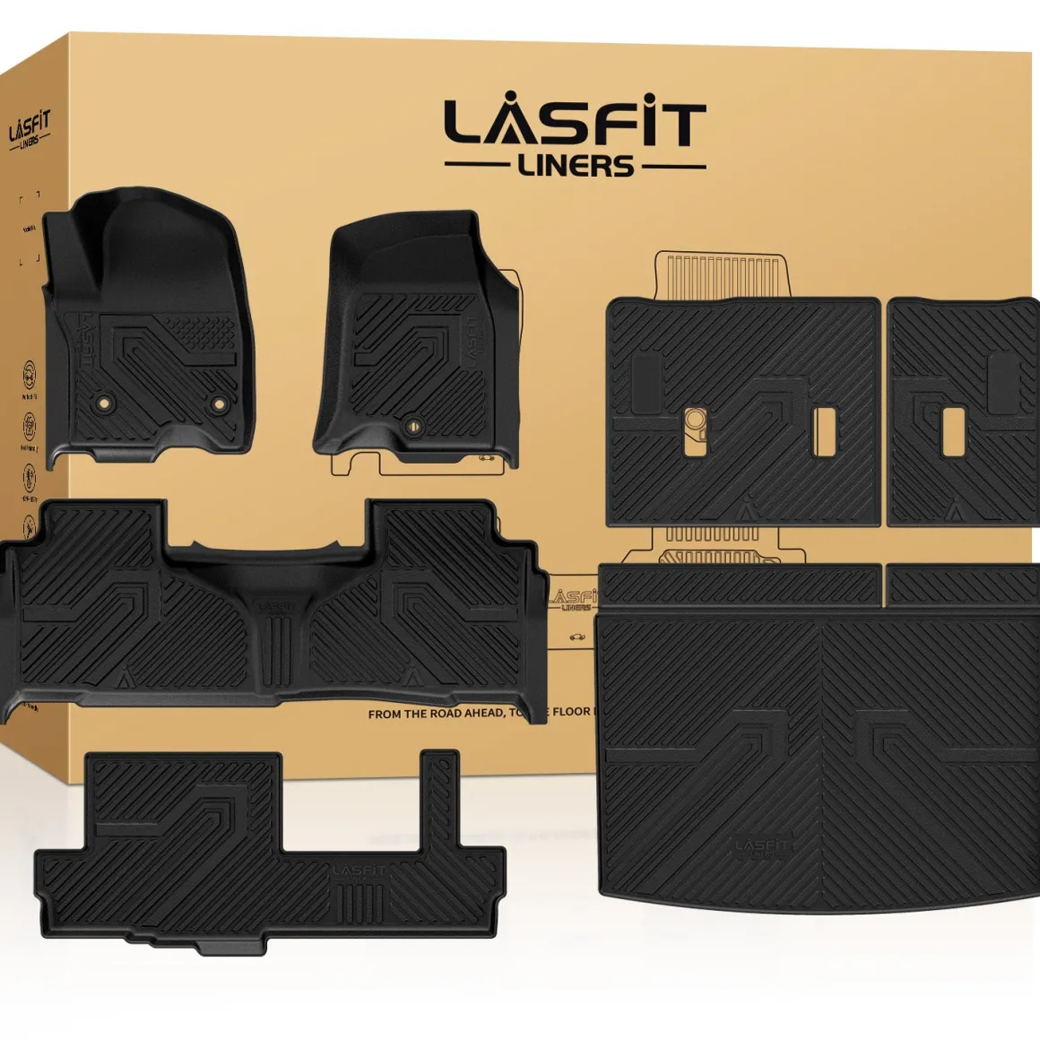 Fit for 2021–2026 GMC Yukon XL Floor & Cargo Mats Protection Set, Not Fit 9 Seats