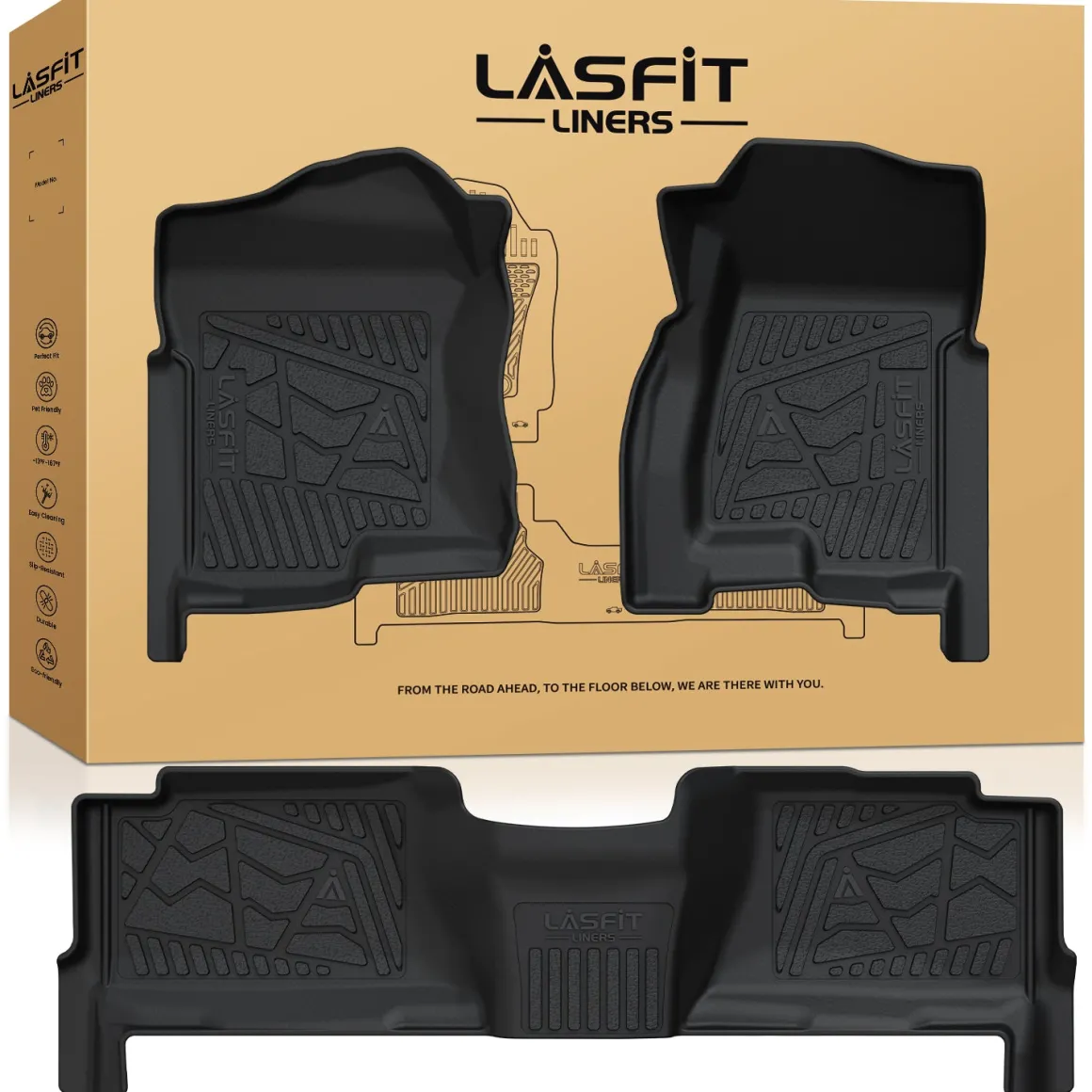 Fit for 2000-2006 GMC Yukon XL 1st & 2nd Row Floor Mats, Fit 2nd Row Bench Seat Only