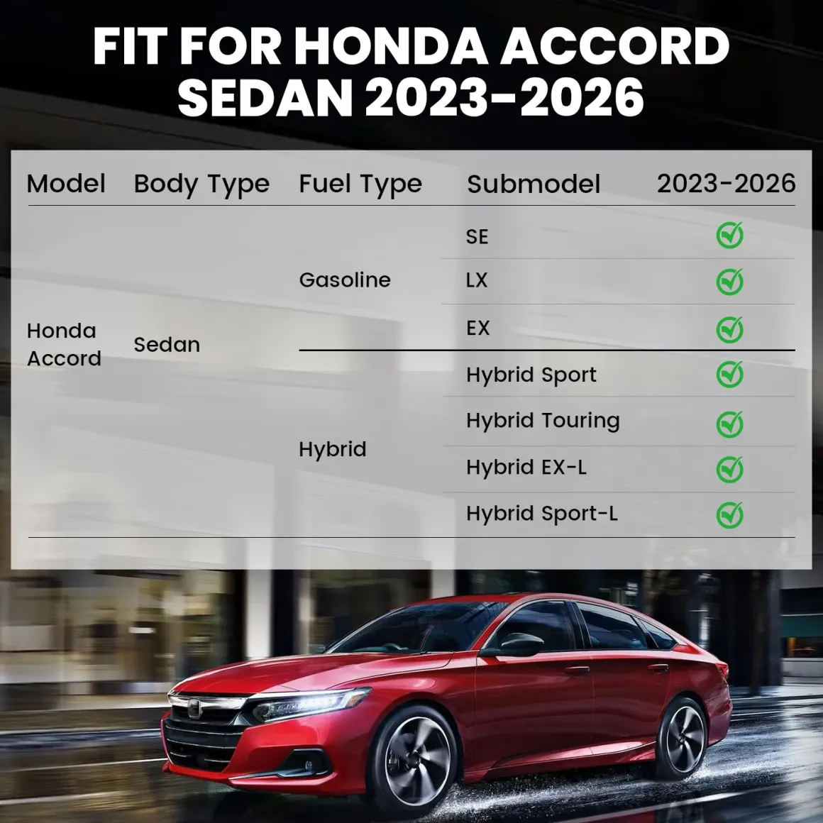 Fit for 2023-2026 Honda Accord & Accord Hybrid Floor Mats or Cargo Mat