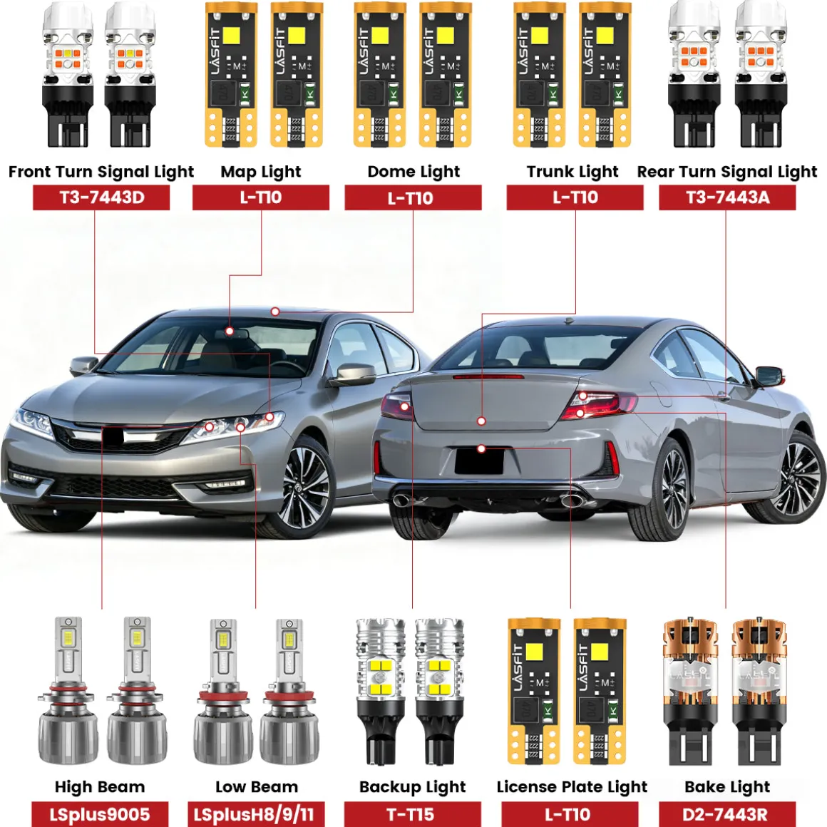 Fit for 2016-2017 Honda Accord Coupe The Brightest LED Bulbs Upgrade