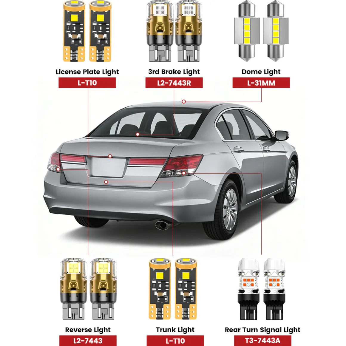 Fit for 2008-2012 Honda Accord LED Bulbs Upgrade