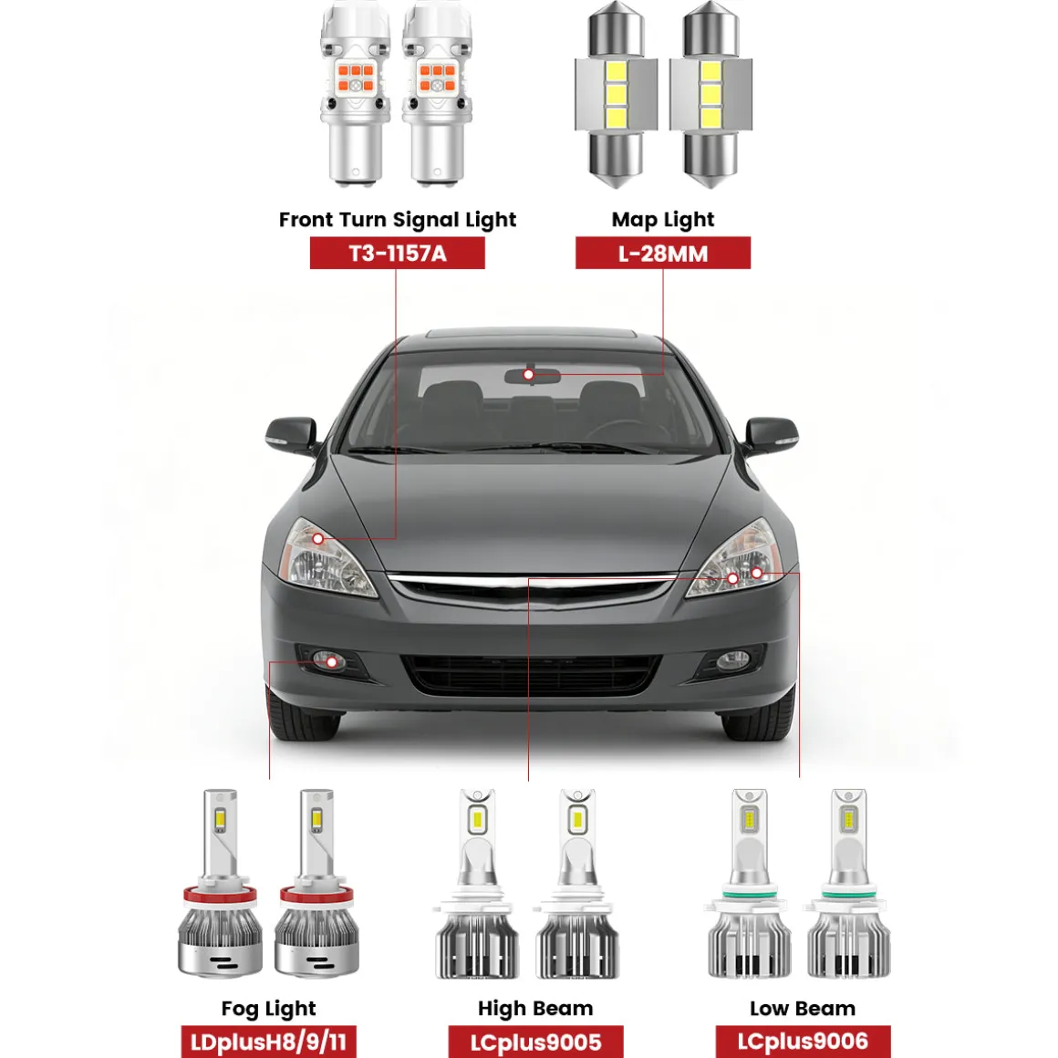 Fit for 2000-2007 Honda Accord LED Bulbs Upgrade