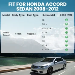 Fit for 2008-2012 Honda Accord 1st & 2nd Row Floor Mats or Cargo Mat, Only fit Sedan not fit Coupe