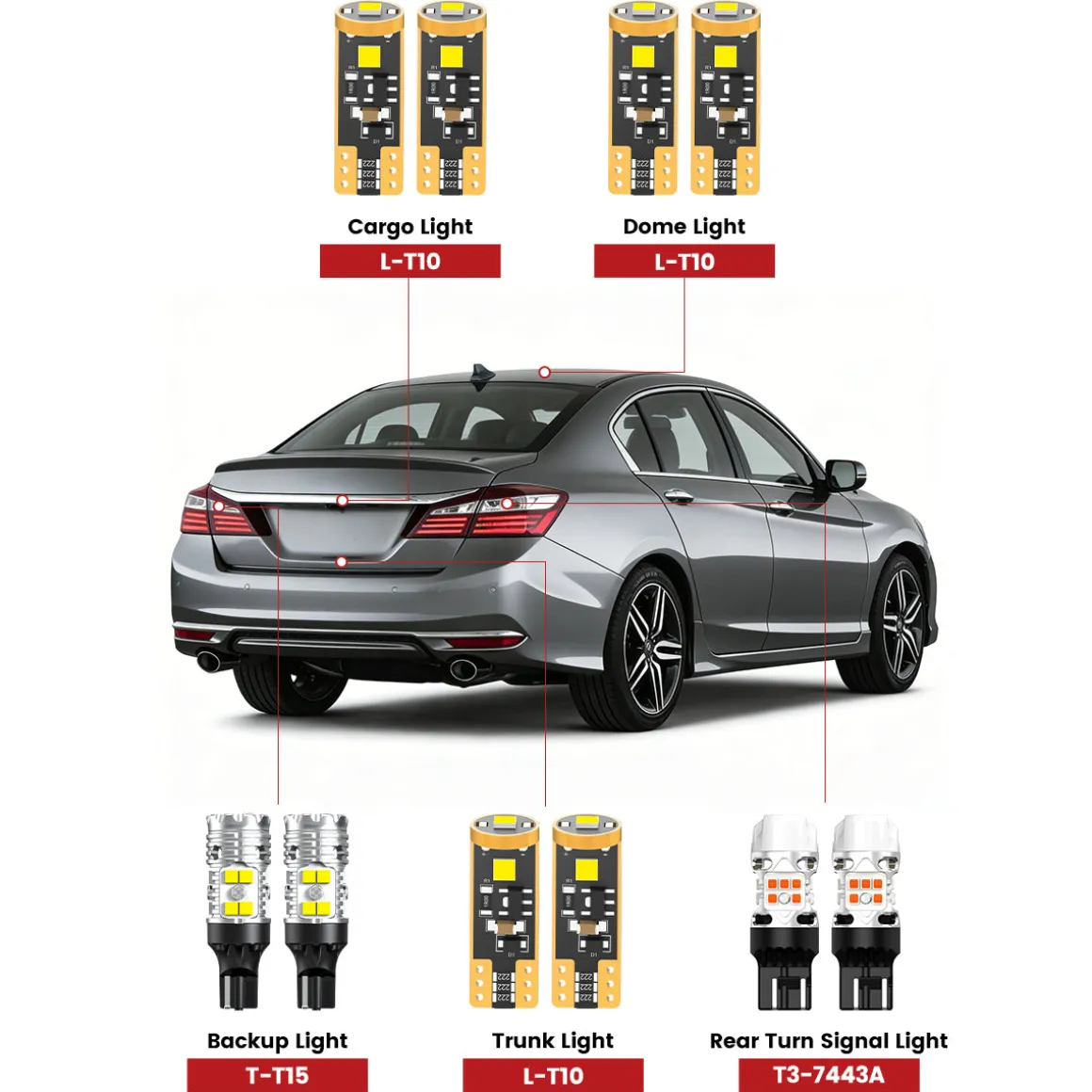 Fit for 2016-2017 Honda Accord The Brightest LED Bulbs Upgrade