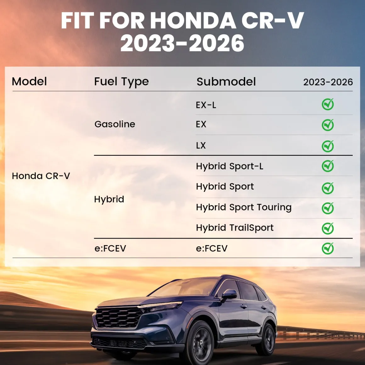 Fit for 2023-2026 Honda CR-V (Include FCEV & CRV Hybrid) Floor Mats or Cargo Mat