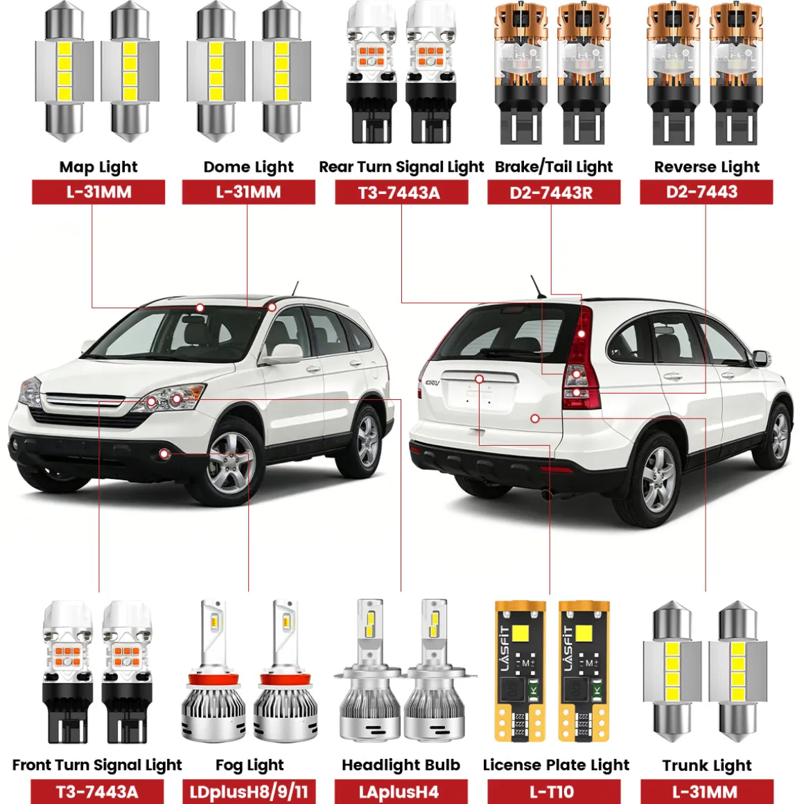 Fit for 2007-2014 Honda CR-V LED Bulbs Upgrade