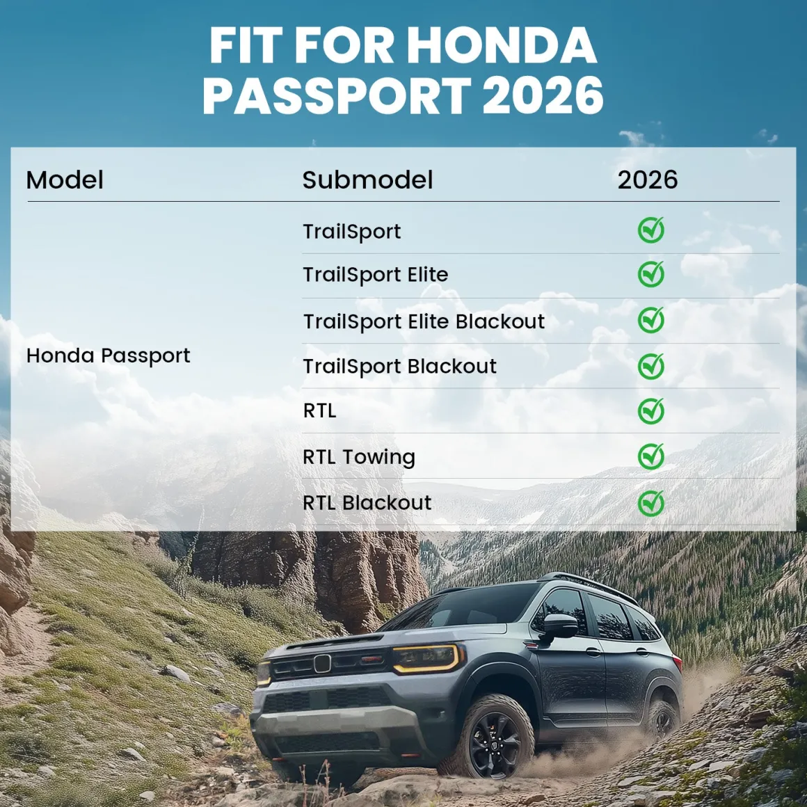 Fit for 2026 Honda Passport Floor Mats or Cargo Mat or Seatback Mat