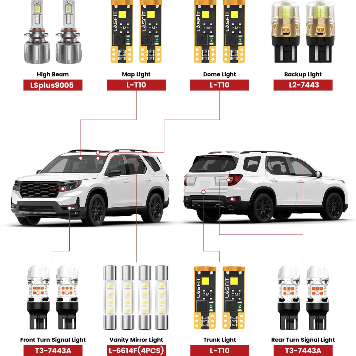 Fit for 2022-2025 Honda Passport The Brightest LED Bulbs Upgrade | Tested and Verified