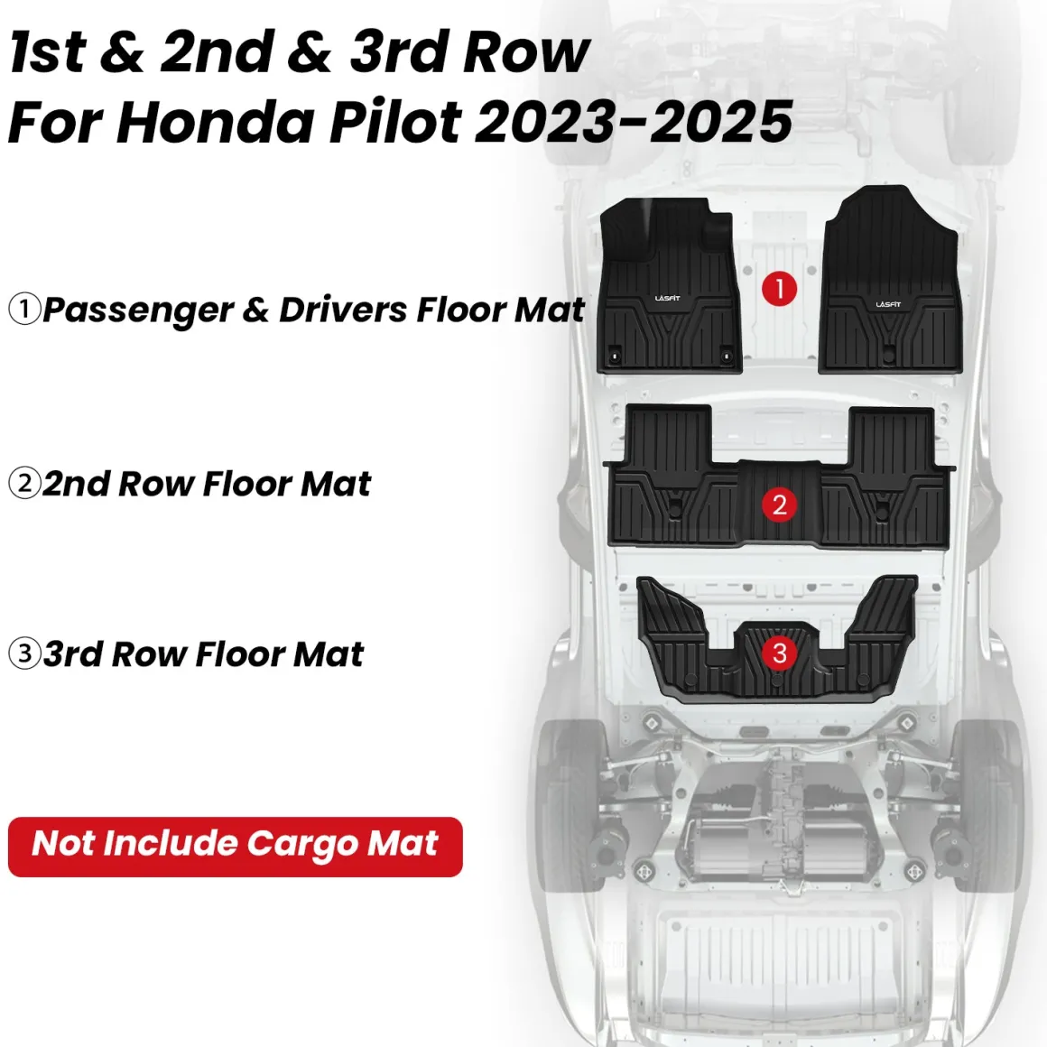 Fit for 2023-2026 Honda Pilot Custom TPE Floor Mats or Seatback & Cargo Mats