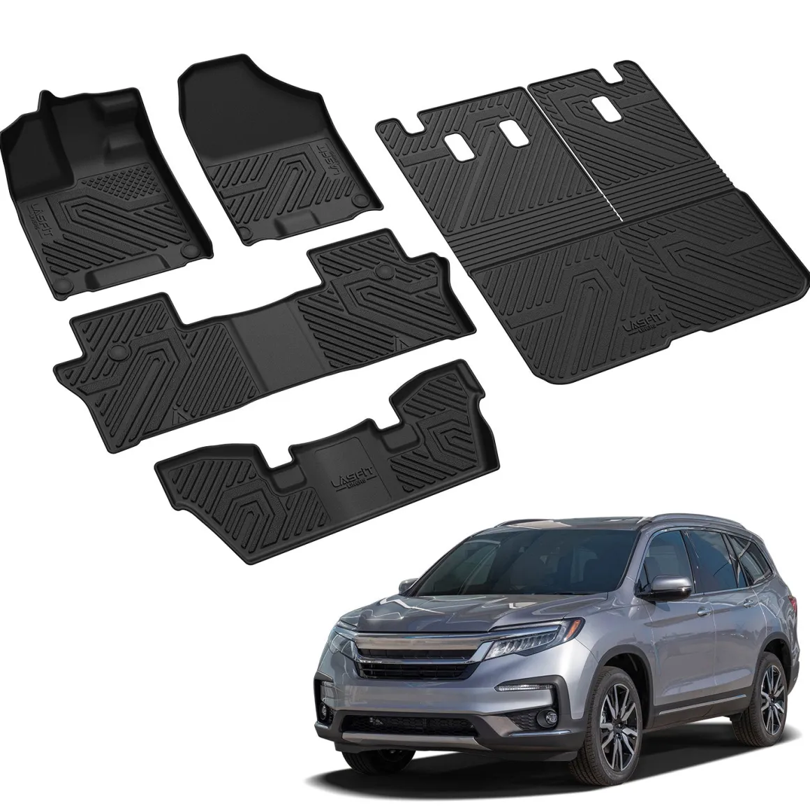 Fit for 2016-2022 Honda Pilot Floor Mats or Cargo & Seatback Mat, Cargo Mat Fit in Highest Position Only