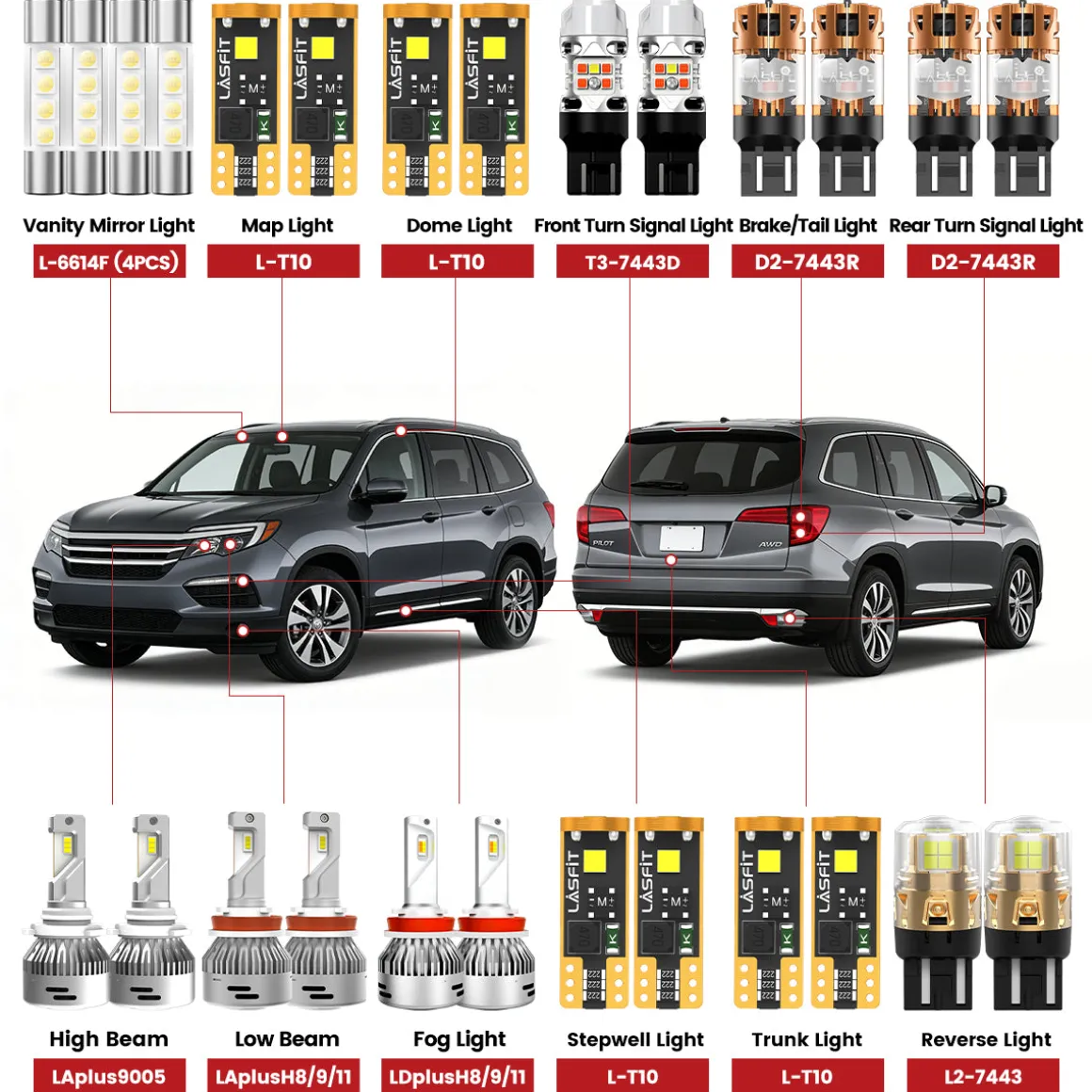Fit for 2016-2018 Honda Pilot LED Bulbs Upgrade | Tested and Verified
