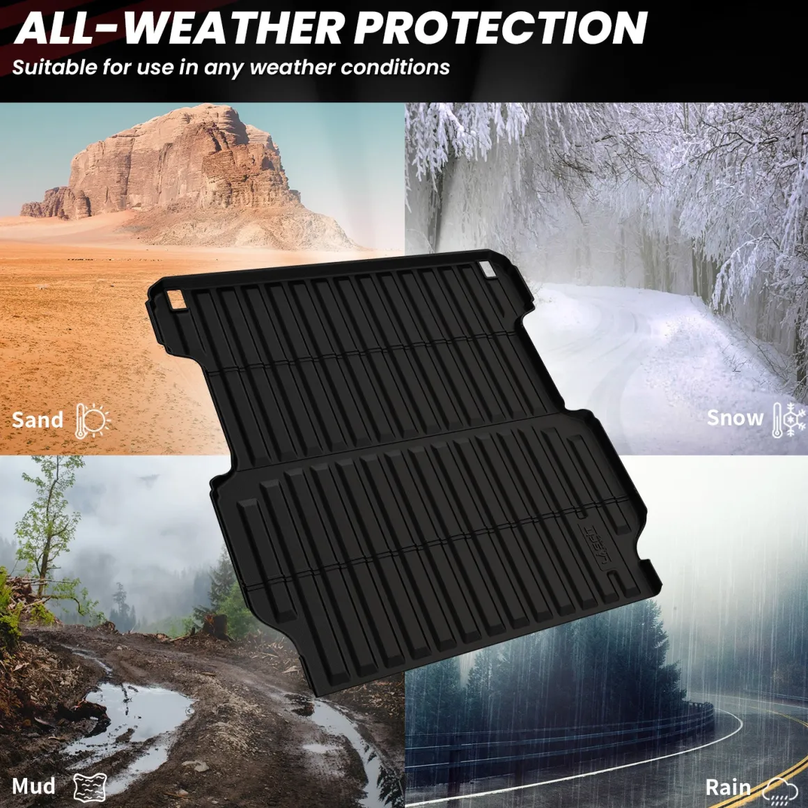 Fit for 2017-2026 Honda Ridgeline 5.3FT(64") Heavy Duty Truck Bed Mat or Tailgate Mat, Not Fit Drop-in liners