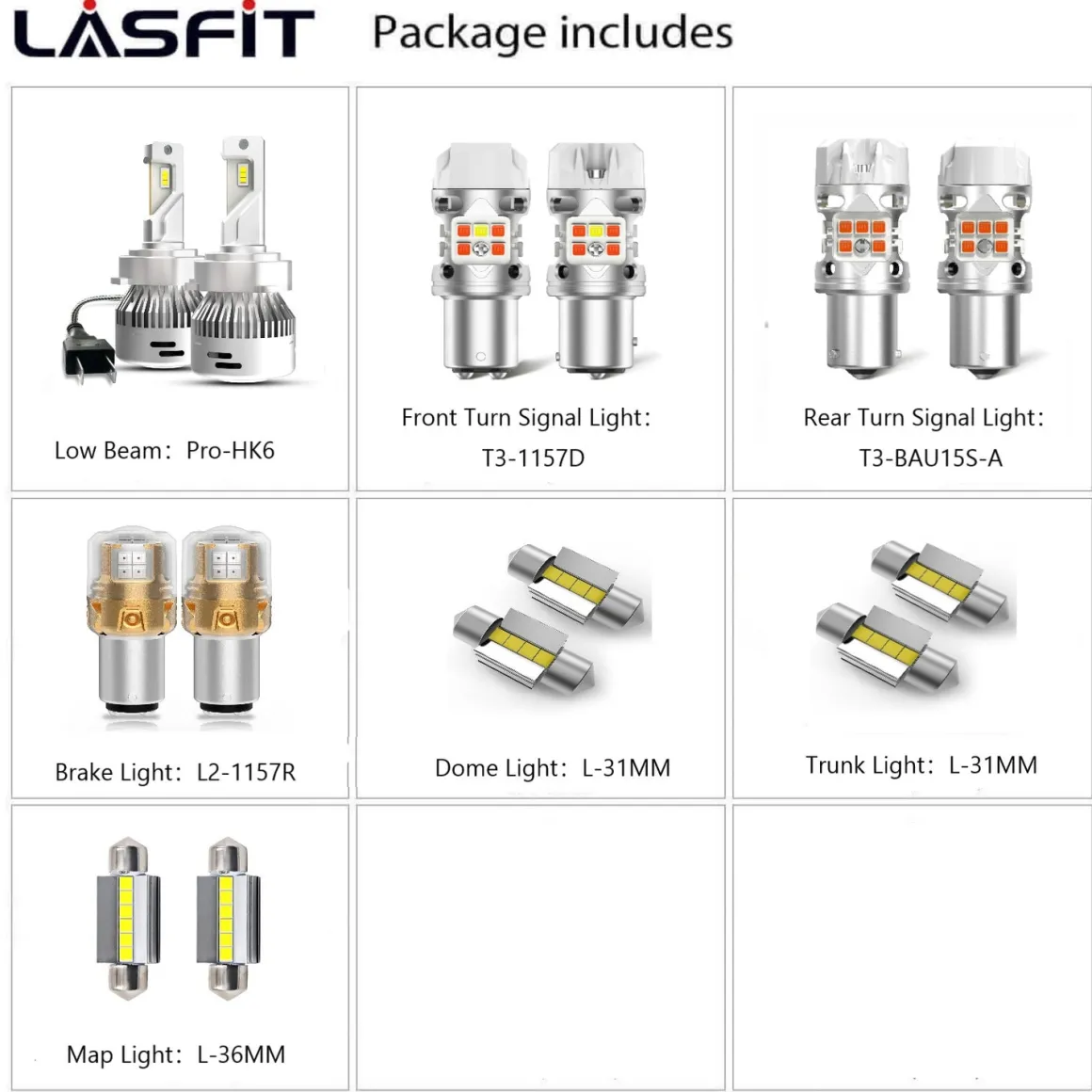 Fit for 2017-2018 Hyundai Santa Fe Custom H7 LED Bulbs Exterior Interior Lights, Santa Fe Sport Included