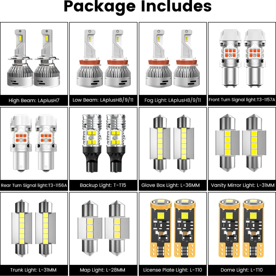 Fit for 2011-2014 Hyundai Sonata The Brightest LED Bulbs Upgrade