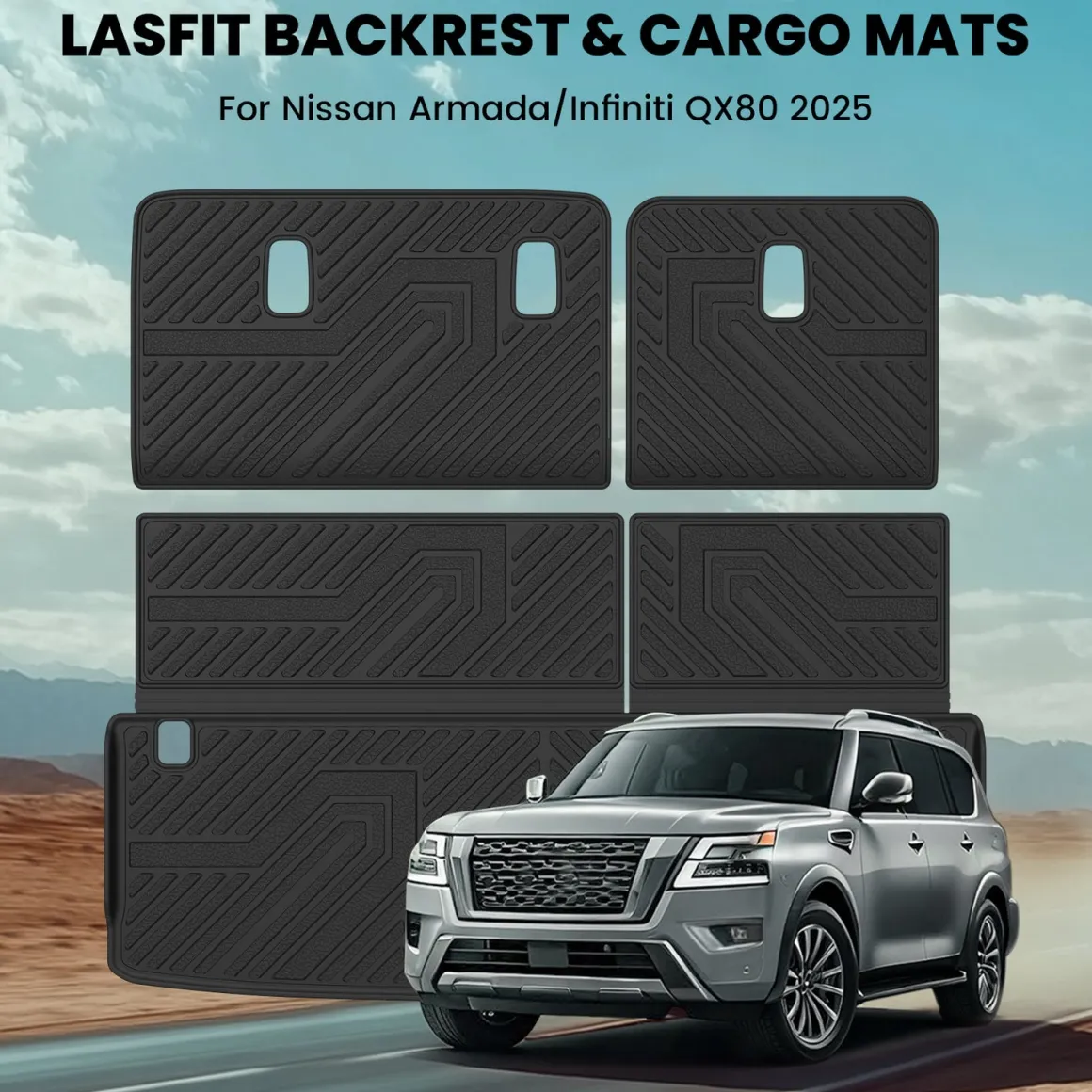 Fit for 2025-2026 Infiniti QX80 Floor Mats or Cargo Mat & Seatback Mats, Not Compatible with Models Equipped with Cargo Shelf