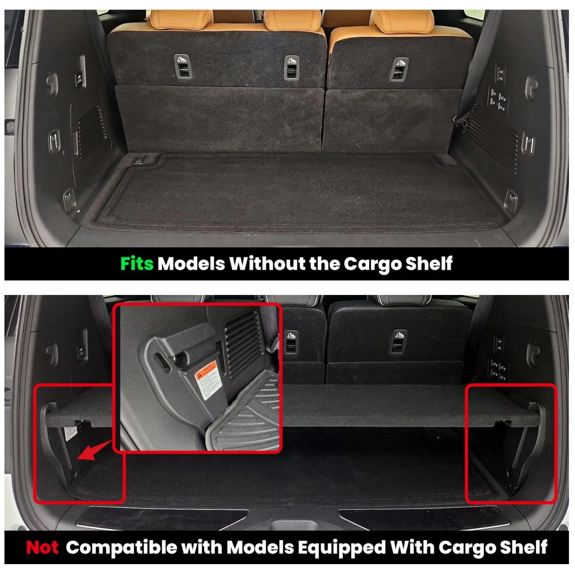 Fit for 2025-2026 Infiniti QX80 Floor Mats or Cargo Mat & Seatback Mats, Not Compatible with Models Equipped with Cargo Shelf
