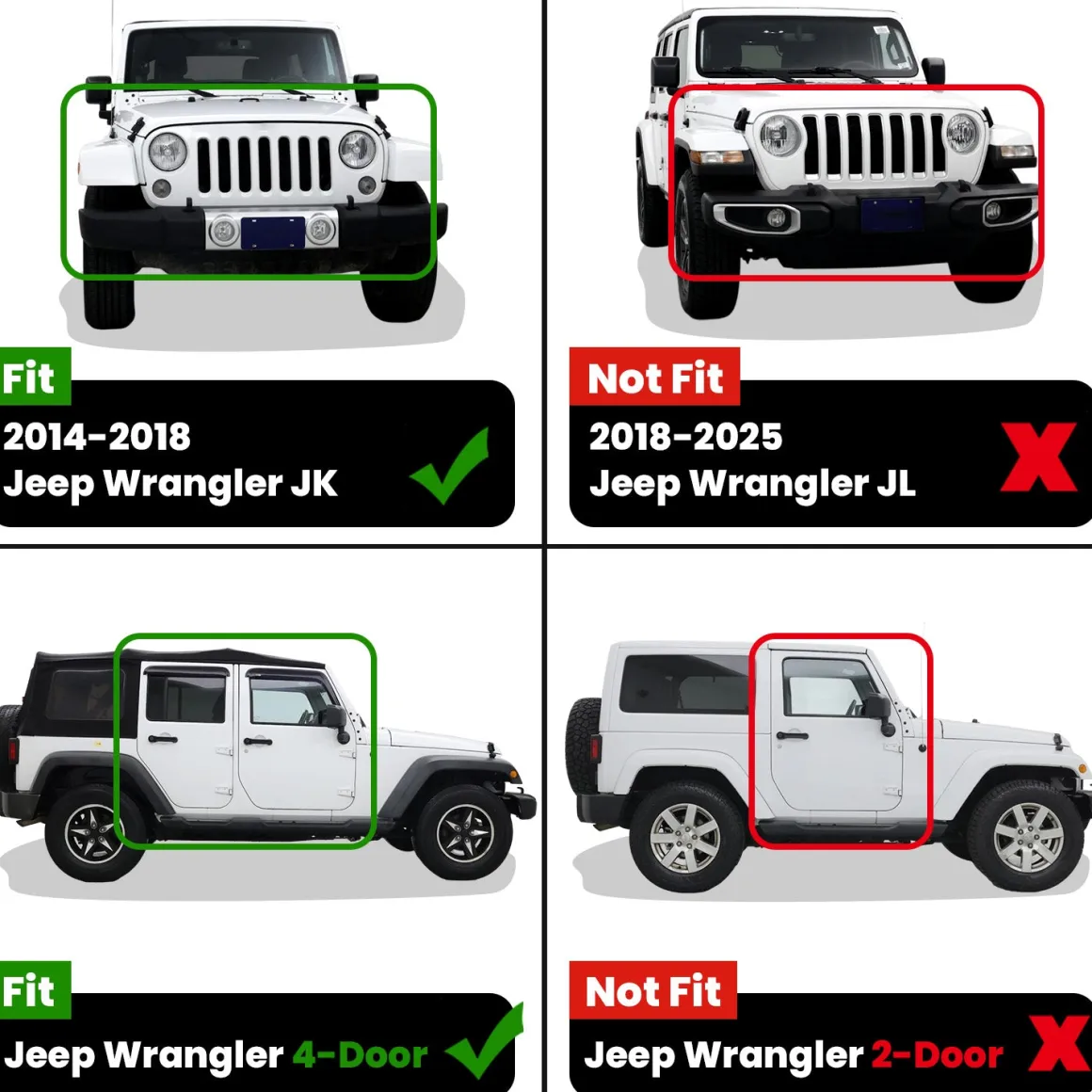 Fit for 2014-2018 Jeep Wrangler JK Floor Mats or Cargo Mat, For 4 Doors Only
