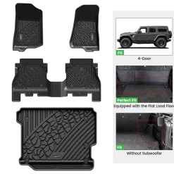 Fit for 2018-2026 Jeep Wrangler JL Floor Mats or Cargo Mat, Fit 4-Door Only(Don't fit 4xe)