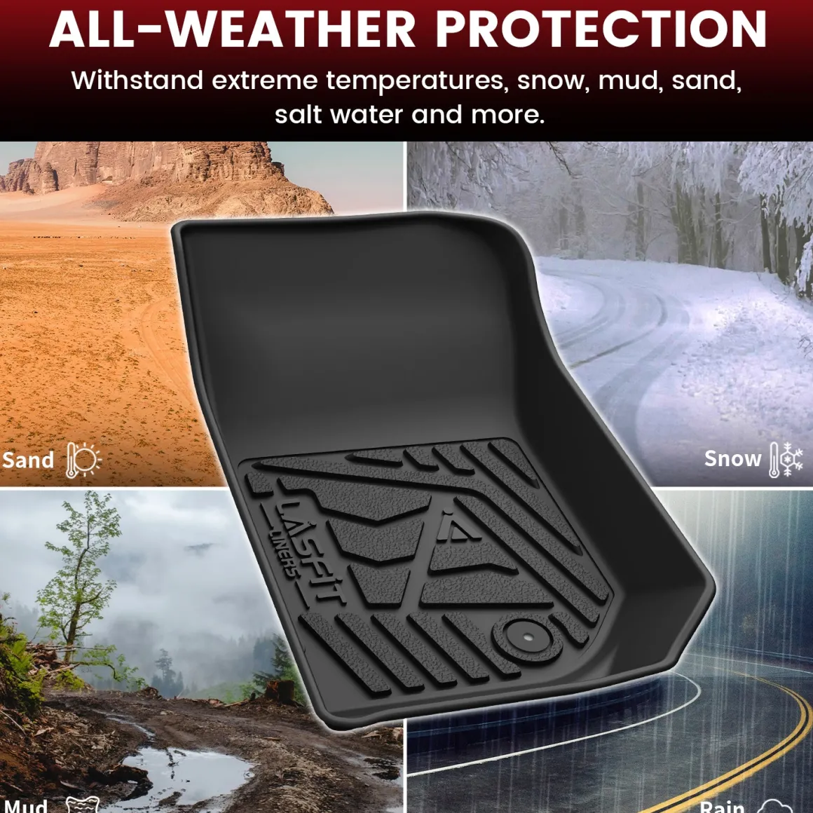 Fit for 2007-2013 Jeep Wrangler 1st Row Floor Mats, Fit 2-Door or 4-Door 1st Row