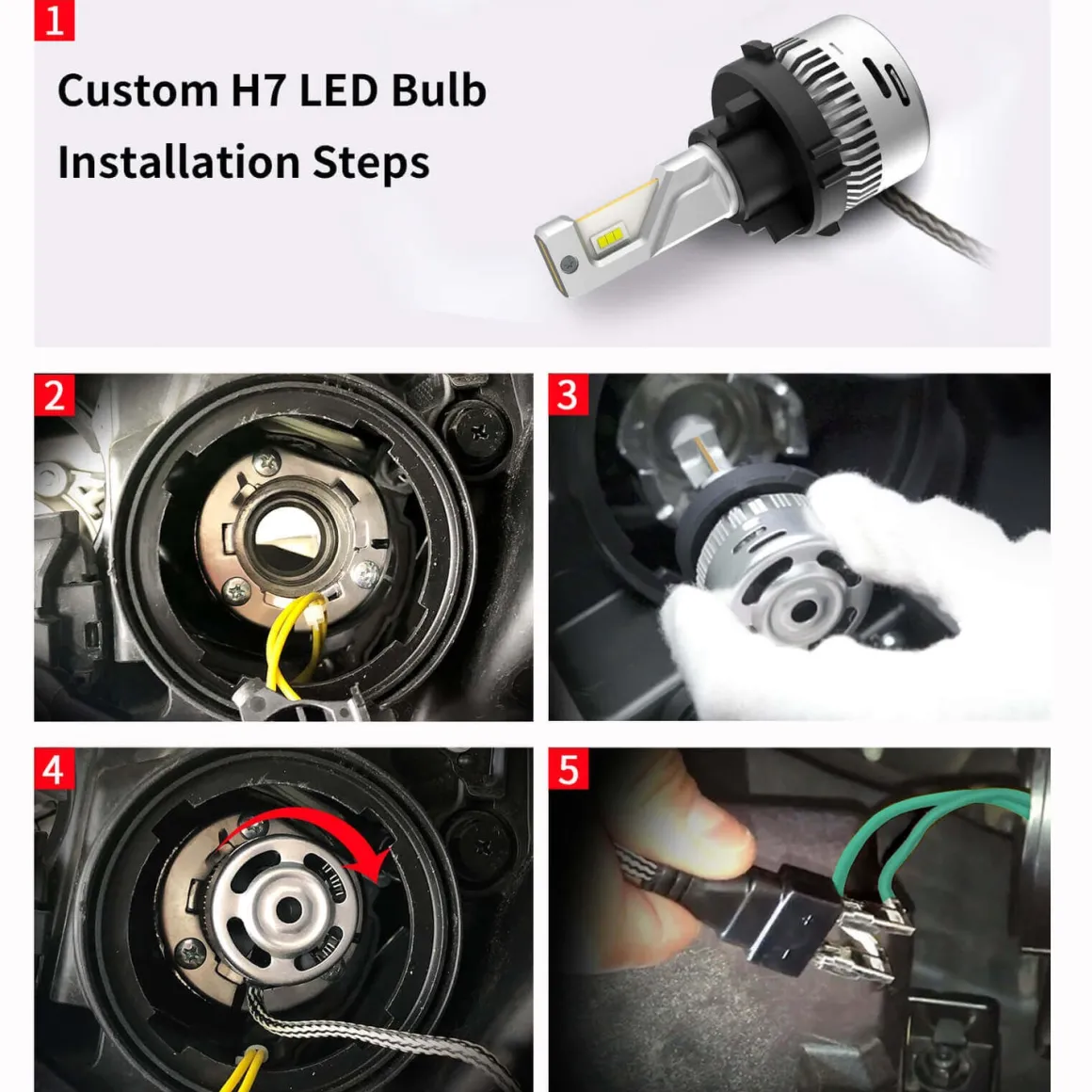 Fit for Kia Hyundai H7 LED Bulb Custom Retainer Adapter | Pro-HK7, 2 Bulbs