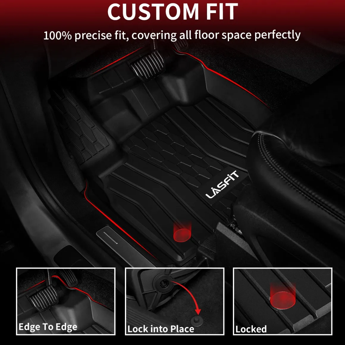 Fit for 2016-2018 Lincoln MKX Custom Floor Mats TPE Material 1st & 2nd Row Seat