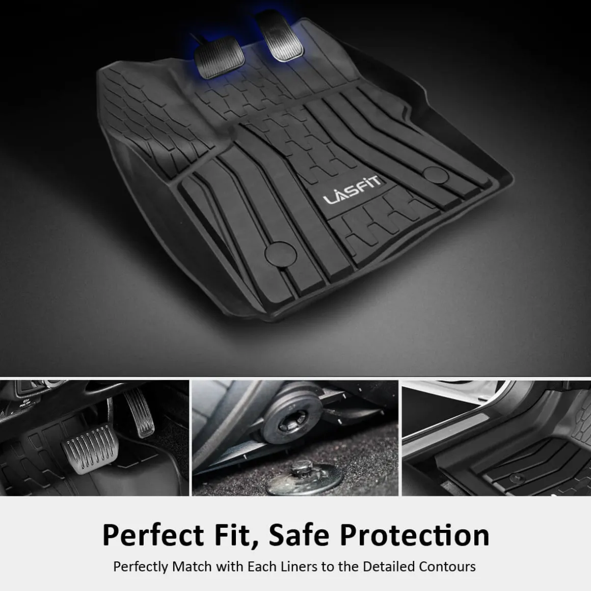 Fit for 2017-2020 Lincoln MKZ Custom Floor Mats TPE Material 1st & 2nd Row Seat