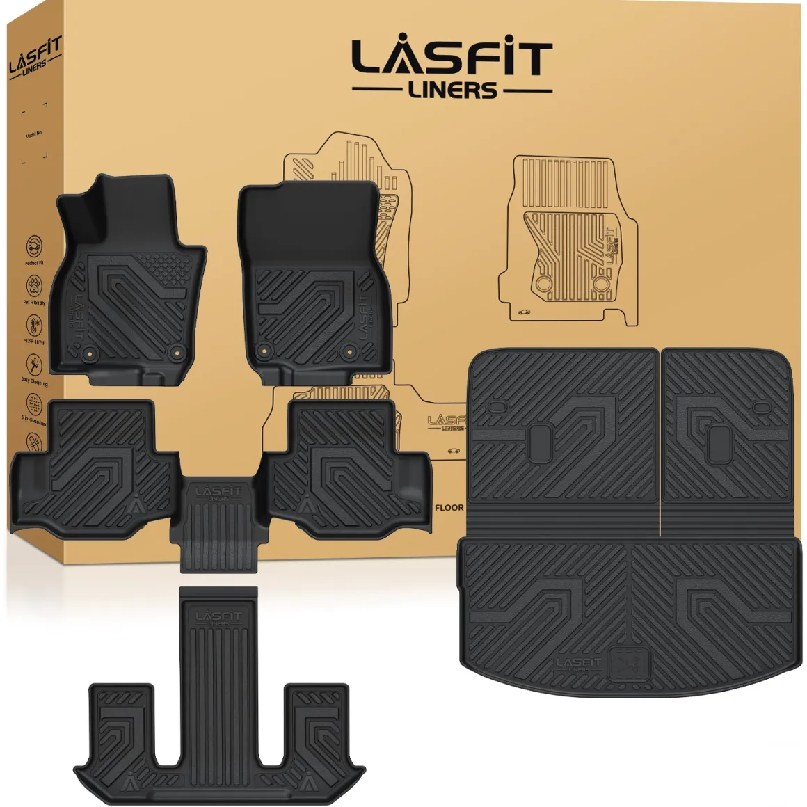 Fit for 2024-2026 Mazda CX-90 (Include CX-90 PHEV) Floor Mats or Cargo & Seatback Mat