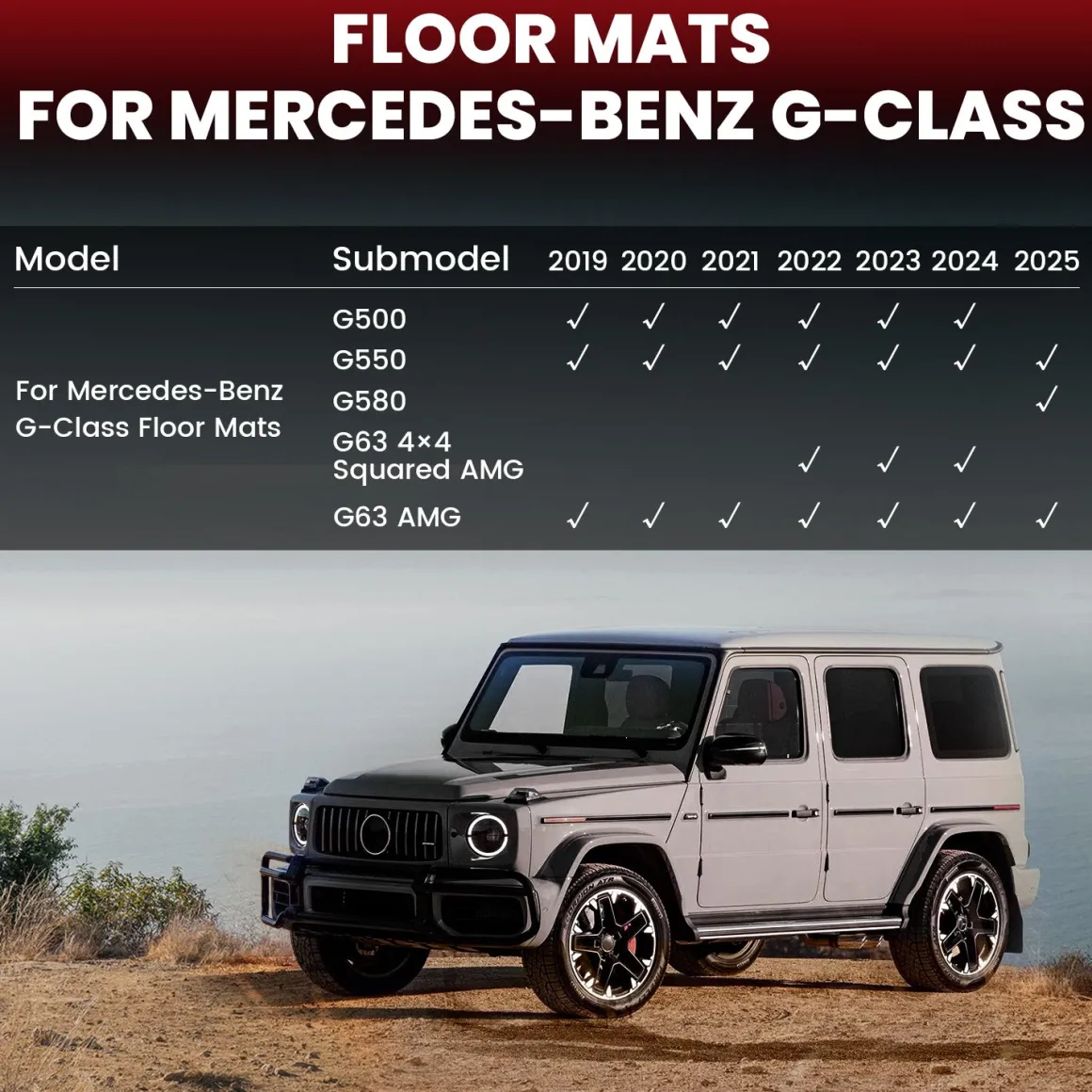 Fit for 2019-2026 Mercedes-Benz G-Class SUV Floor Mats or Cargo Mat