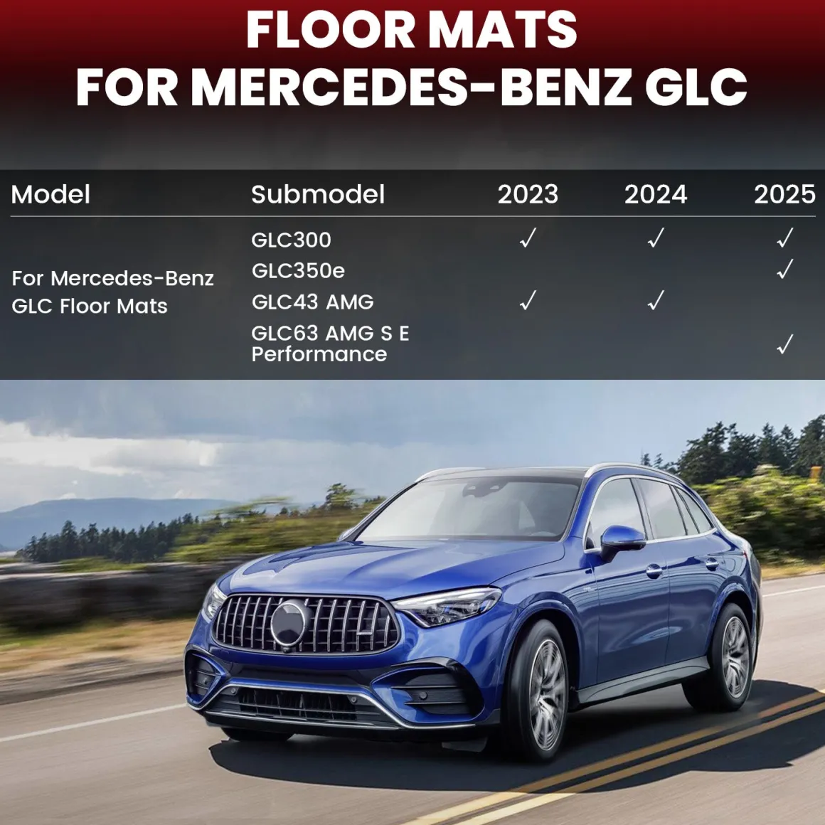 Fit for 2023-2026 Mercedes-Benz GLC Floor Mats or Cargo Mat, Don't Fit Coupe
