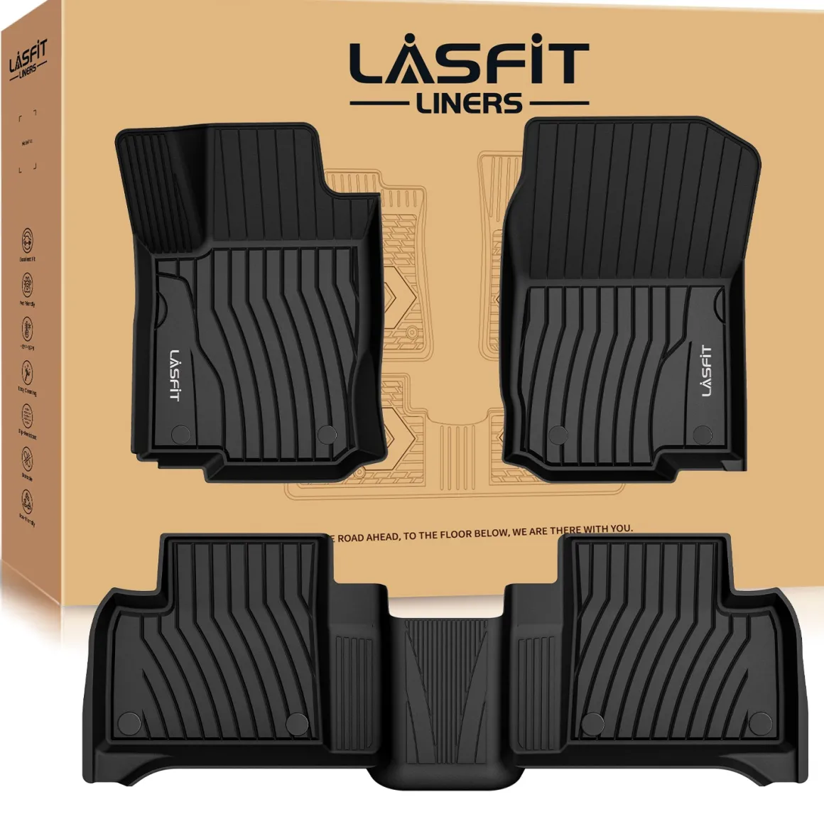 Fit for 2016-2019 Mercedes-Benz GLE Custom Floor Mats TPE Material 1st & 2nd Row Seat