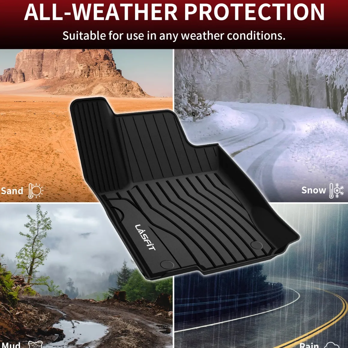 Fit for 2016-2019 Mercedes-Benz GLE Custom Floor Mats TPE Material 1st & 2nd Row Seat