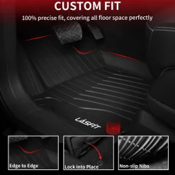 Fit for 2016-2019 Mercedes-Benz GLE Custom Floor Mats TPE Material 1st & 2nd Row Seat