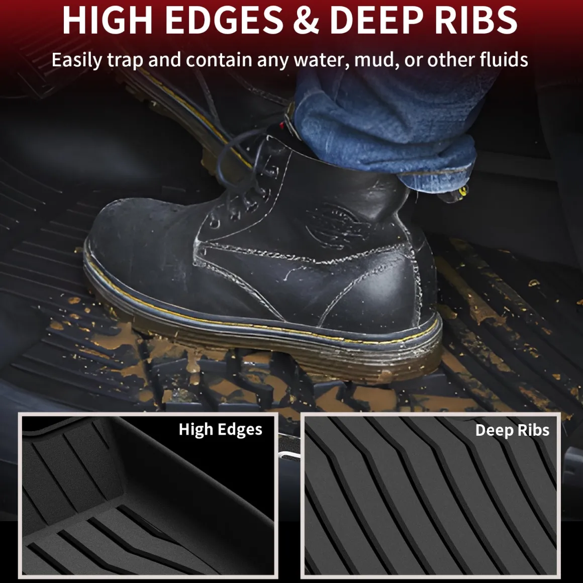 Fit for 2016-2019 Mercedes-Benz GLE Custom Floor Mats TPE Material 1st & 2nd Row Seat