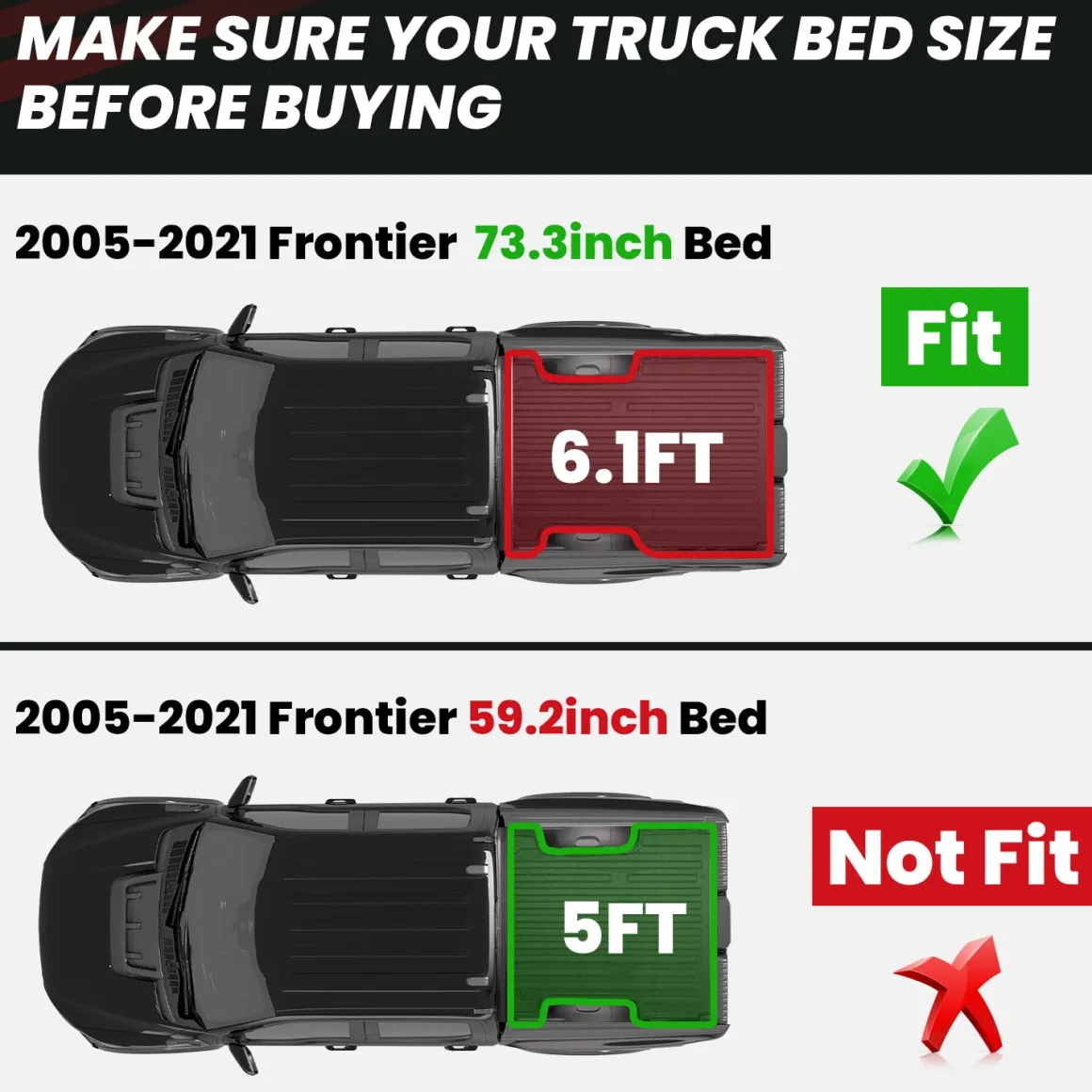 Fit for 2005-2021 Nissan Frontier Truck Bed Mat