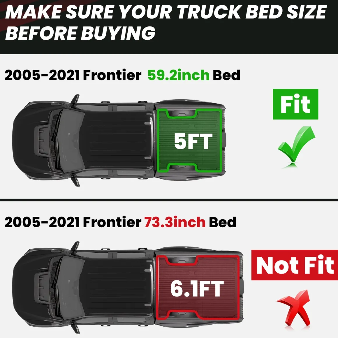 Fit for 2005-2021 Nissan Frontier Truck Bed Mat
