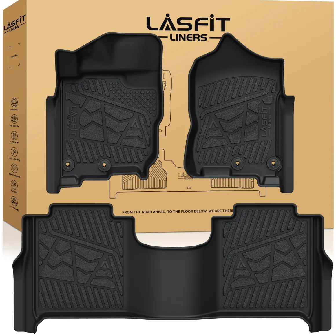 Fit for 2016-2024 Nissan Titan XD TPE Floor Mats, Fit Equipped with Rear Seat Cargo Organizer