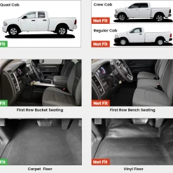 Fit for 2013-2018 Ram 1500 All-Weather 1st & 2nd row Floor Mats, Fit Carpet Floor Only