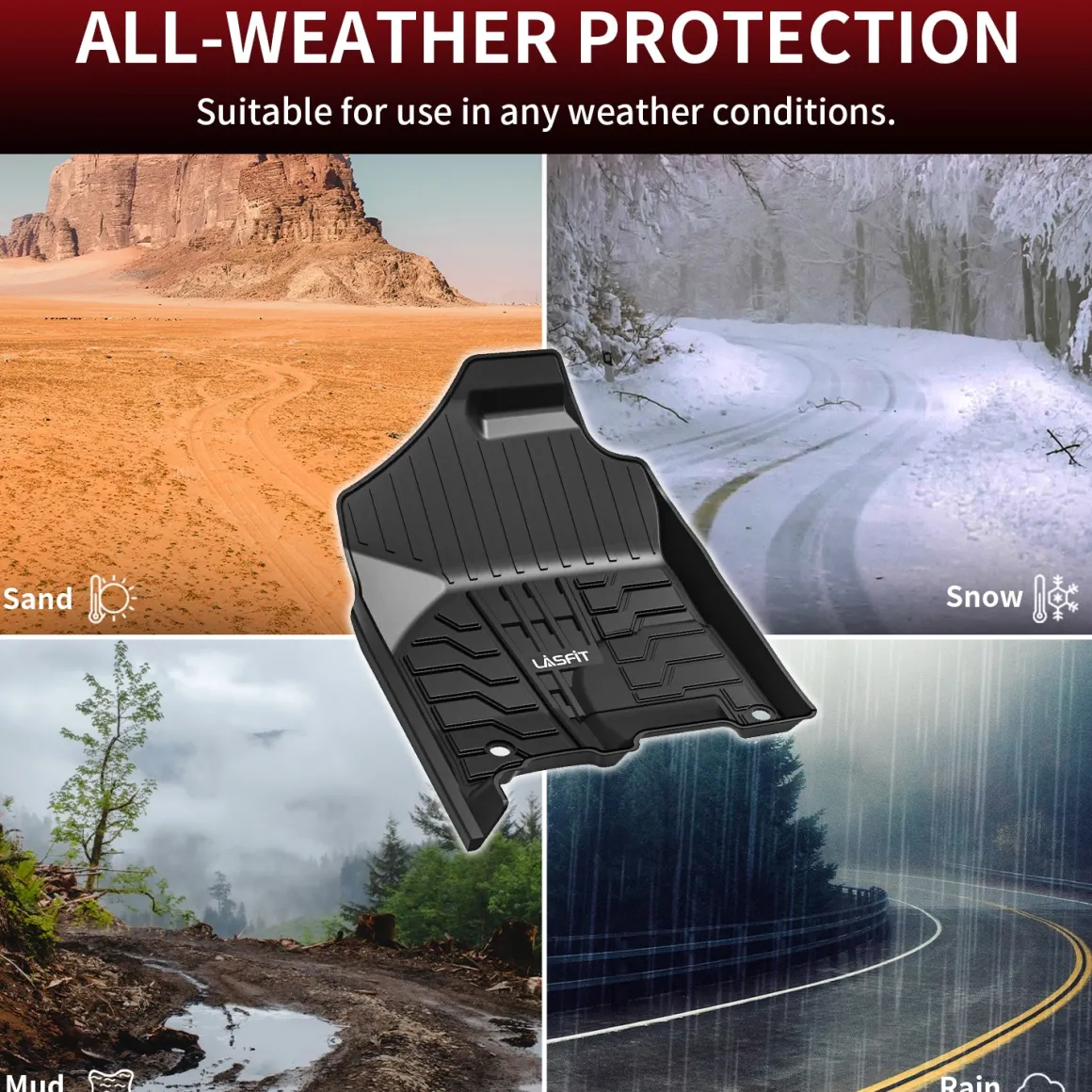 Fit for 2013-2018 Ram 1500 All-Weather 1st row Floor Mats, Fit Carpet Floor Only