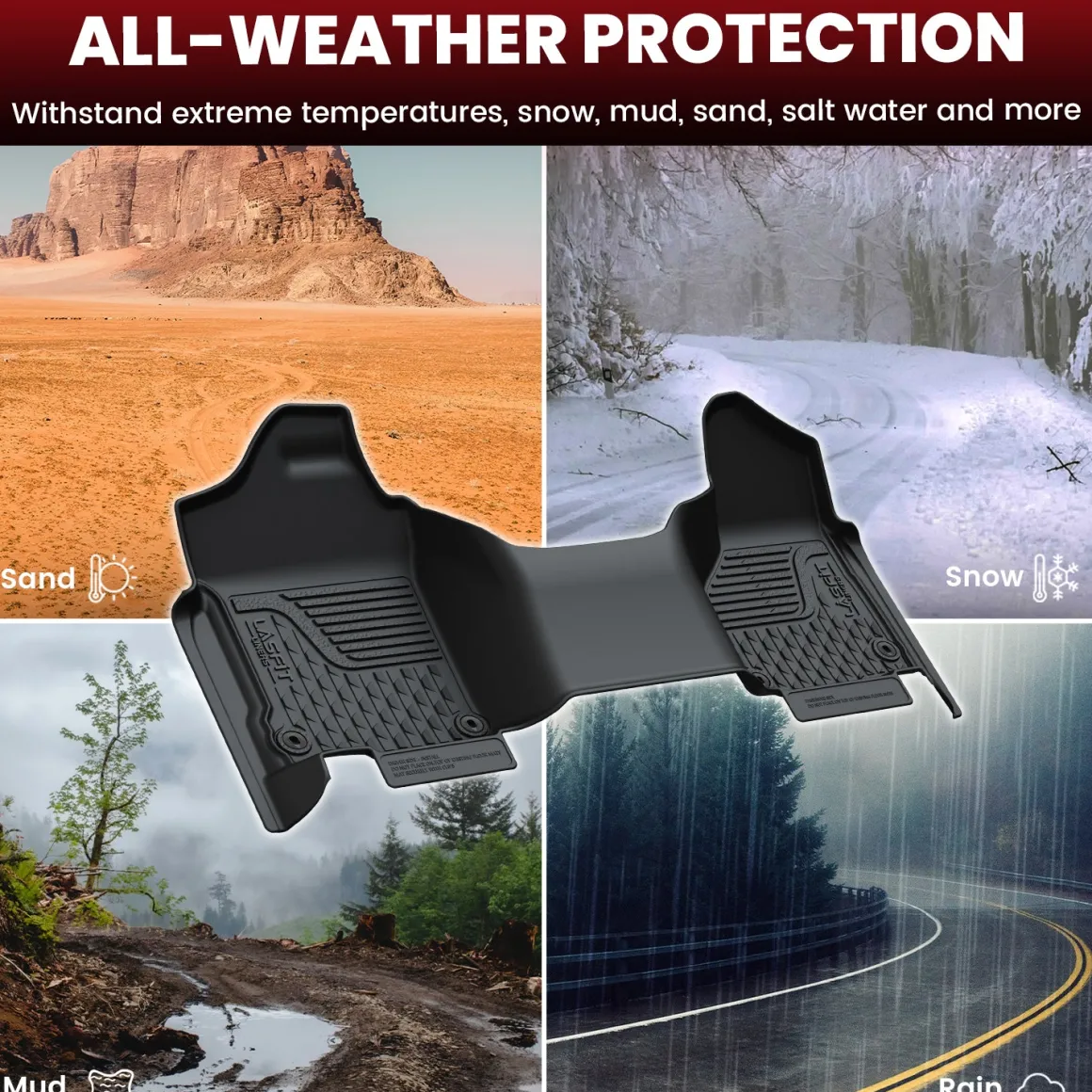 Fit for 2013-2018 Ram 1500 All-Weather 1st row Floor Mats, Fit Carpet Floor Only