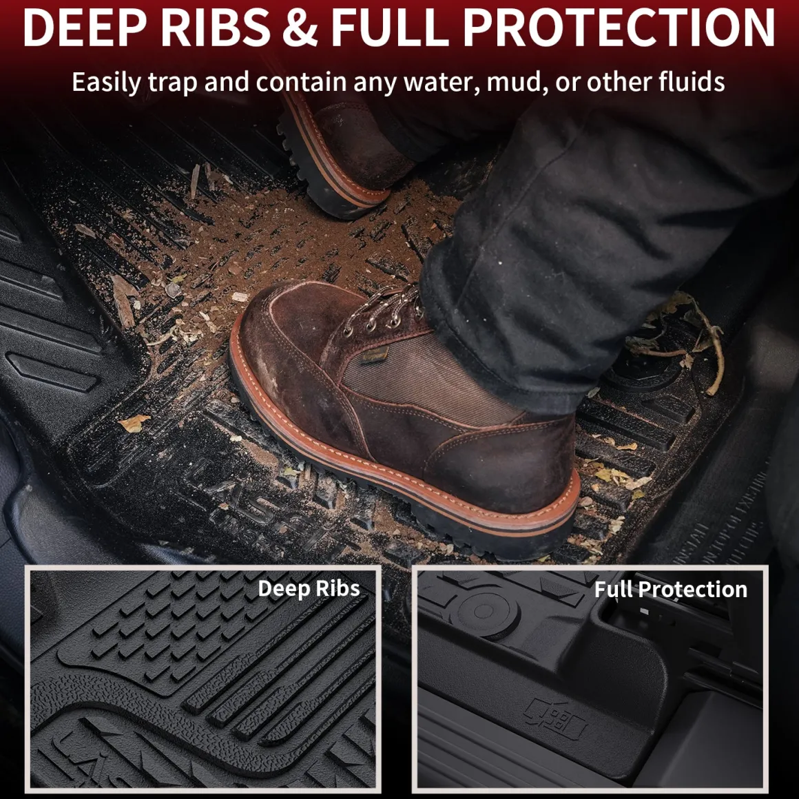 Fit for 2013-2018 Ram 1500 All-Weather 1st row Floor Mats, Fit Carpet Floor Only