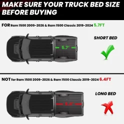 Fit for 2006-2018 Ram 1500 Bed Mat or Tailgate Mat, Not Fit Drop-in liners