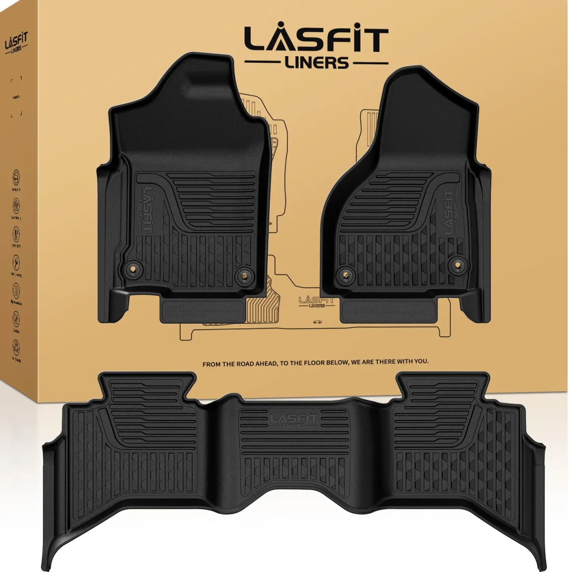 Fit for 2019-2024 Ram 1500 Classic All-Weather TPE Floor Mats, Fit Carpet Floor Only