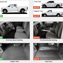 Fit for 2019-2024 Ram 1500 Classic All-Weather TPE Floor Mats, Fit Carpet Floor Only