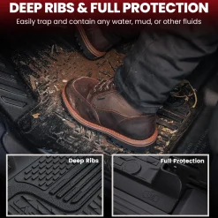 Fit for 2019-2024 Ram 1500 Classic All-Weather TPE Floor Mats, Fit Carpet Floor Only