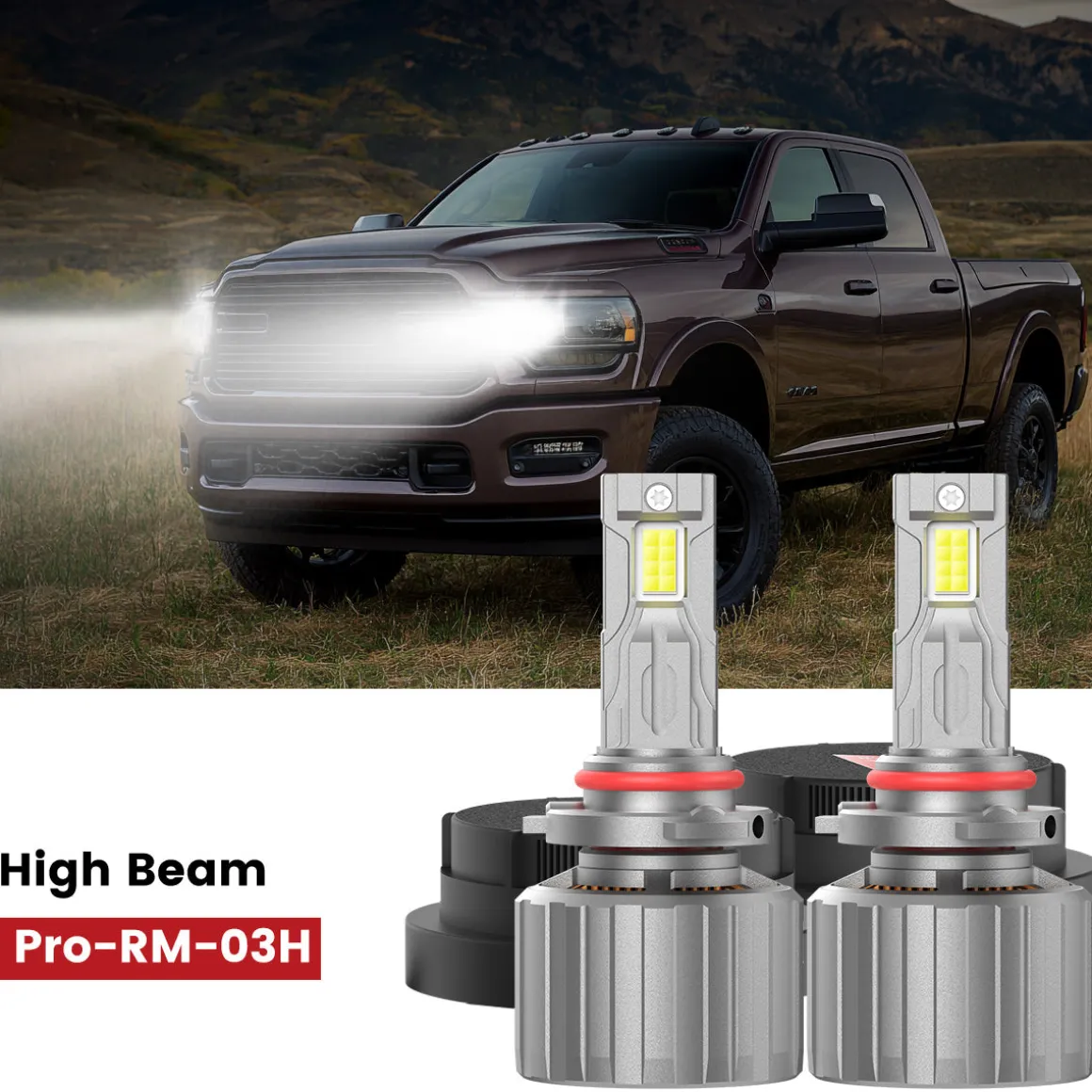 Fit for 2019-2024 Ram 2500 3500 Custom Made LED H11 9005 Headlight Bulbs with Dust Cover | Pro-DC Series