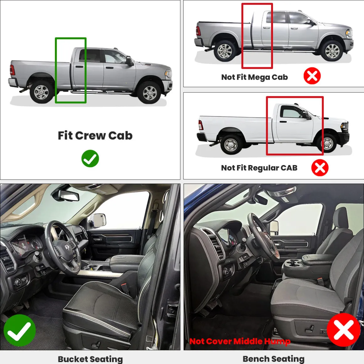 Fit for 2019-2026 Ram 2500 3500 Floor Mats, Fit Without Power Take-Off (PTO) KIT & Carpet Floor Only
