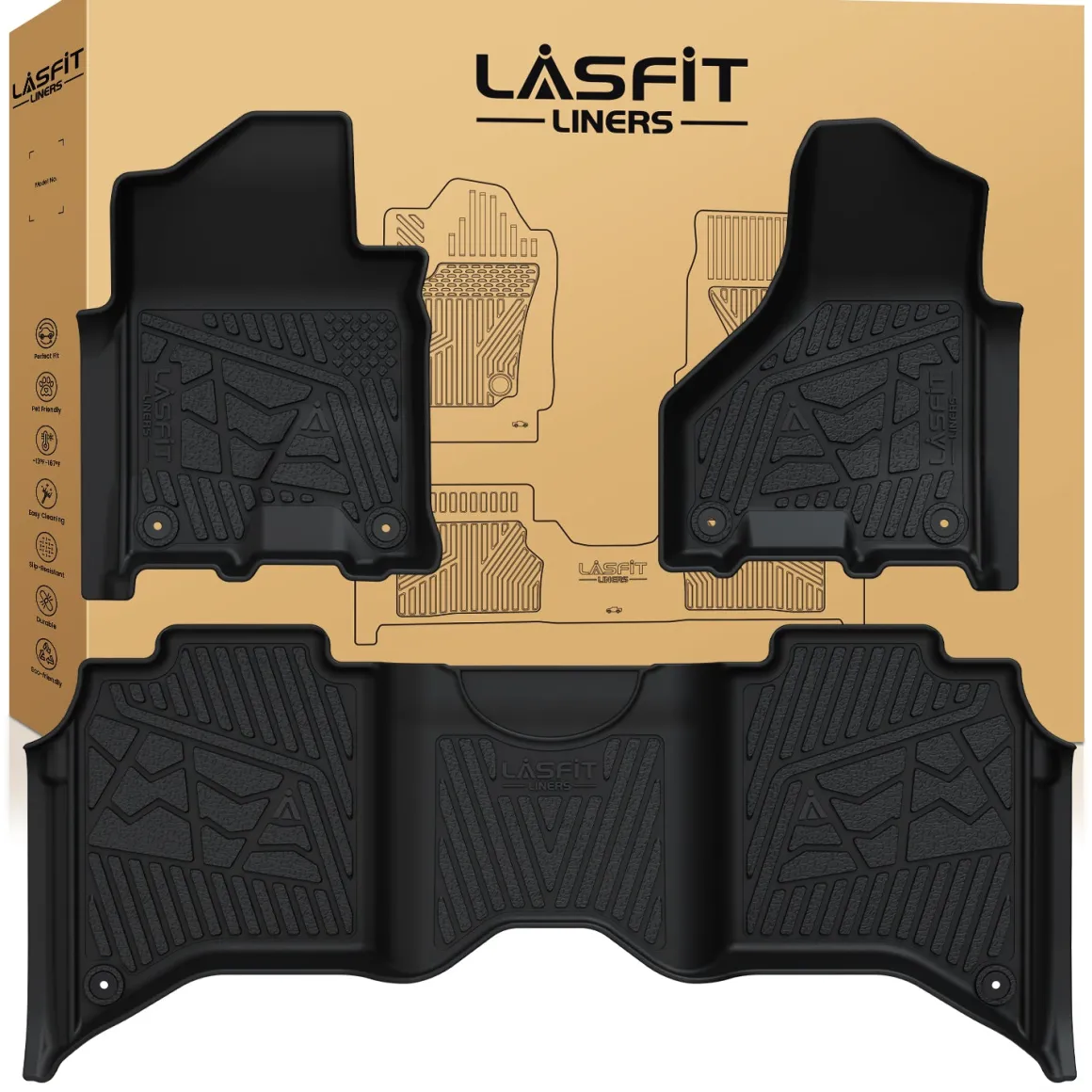 Fit for 2019-2026 Ram 2500 3500 Floor Mats, Fit Without Power Take-Off (PTO) KIT & Carpet Floor Only