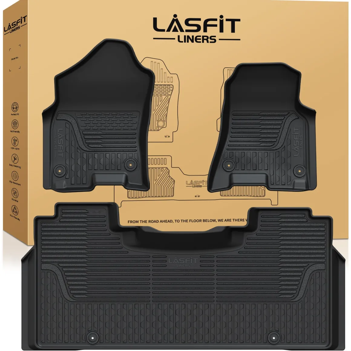 Fit for 2019-2024 Ram 1500 1st & 2nd Floor Mats, Only Fit Carpet Floor, Don't Fit Classic Model