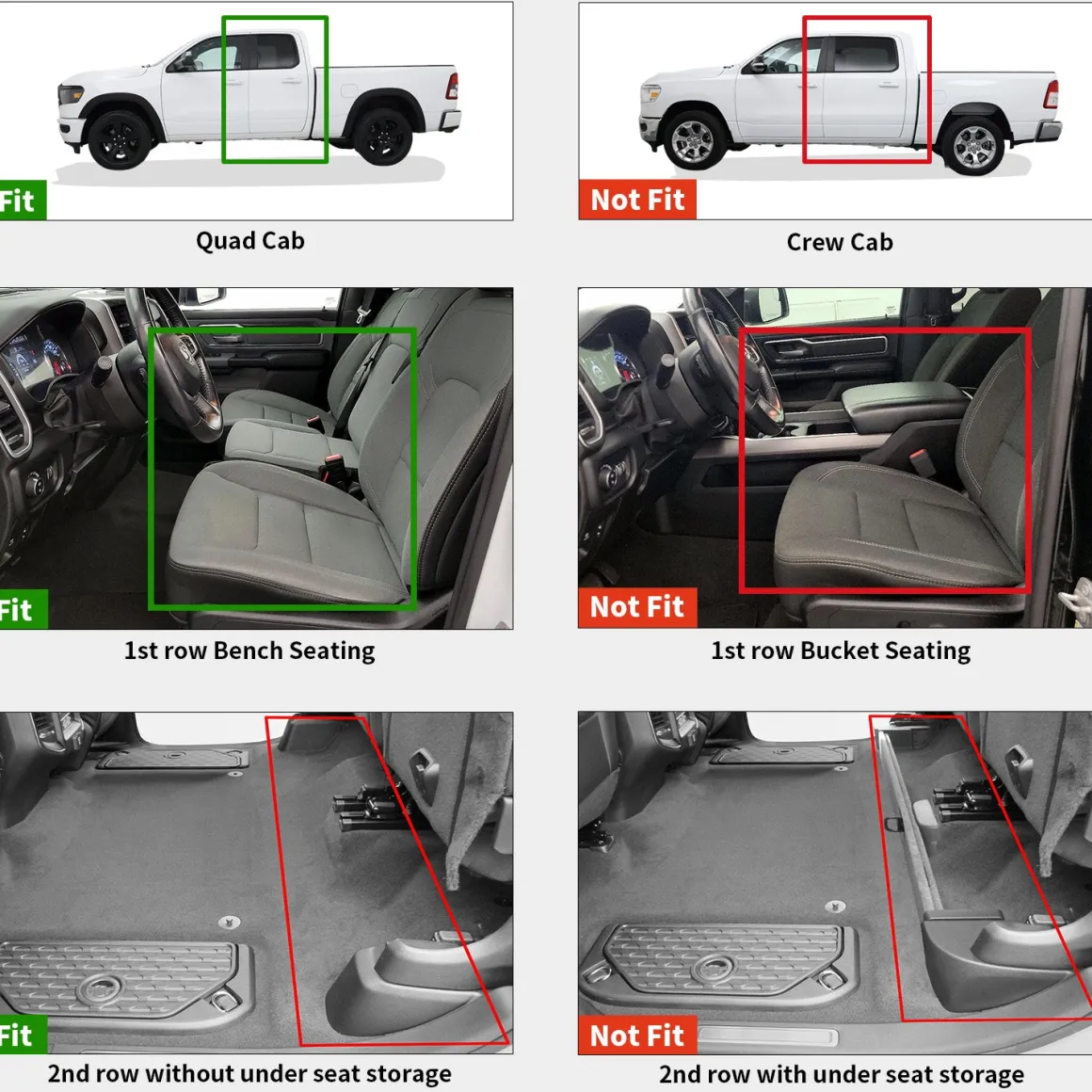 Fit for 2019-2024 Ram 1500 1st & 2nd Floor Mats, Only Fit Carpet Floor, Don't Fit Classic Model